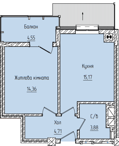 1-кімнатна 42.67 м² в ЖК Науковий від 19 750 грн/м², Чернівці