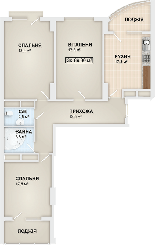 3-кімнатна 89.3 м² в ЖК LYSTOPAD від 16 300 грн/м², Івано-Франківськ