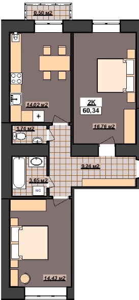 3-кімнатна 60.34 м² в ЖК Гетьманський від 14 200 грн/м², Івано-Франківськ