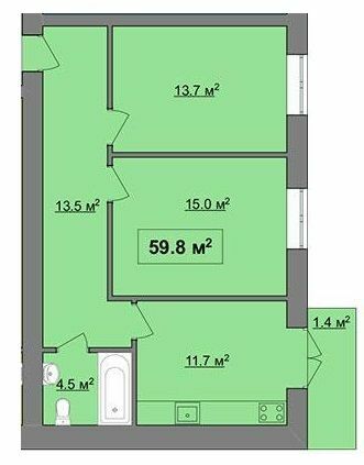 2-комнатная 59.8 м² в ЖК Квартал Карпатский от 12 900 грн/м², Ивано-Франковск