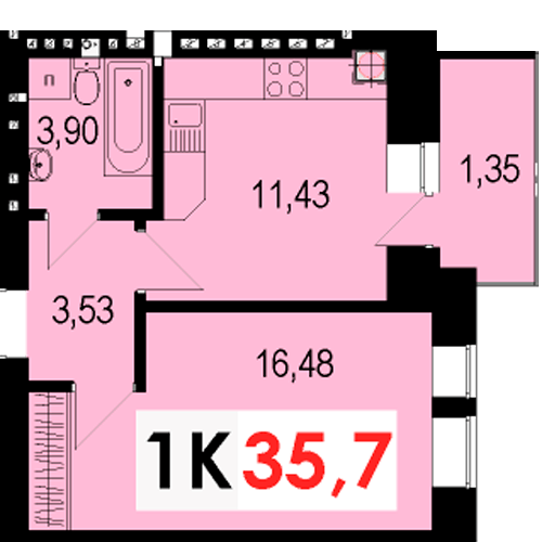 1-кімнатна 35.7 м² в ЖК Стожари від 12 500 грн/м², Івано-Франківськ