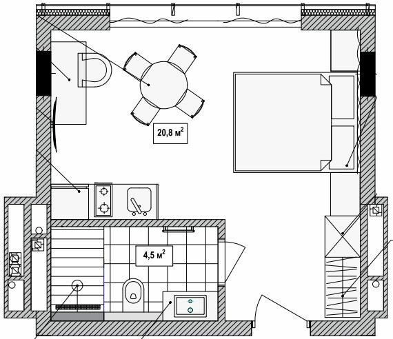 1-комнатная 25.3 м² в Апарт-комплекс Le Méandre от 51 000 грн/м², с. Поляница