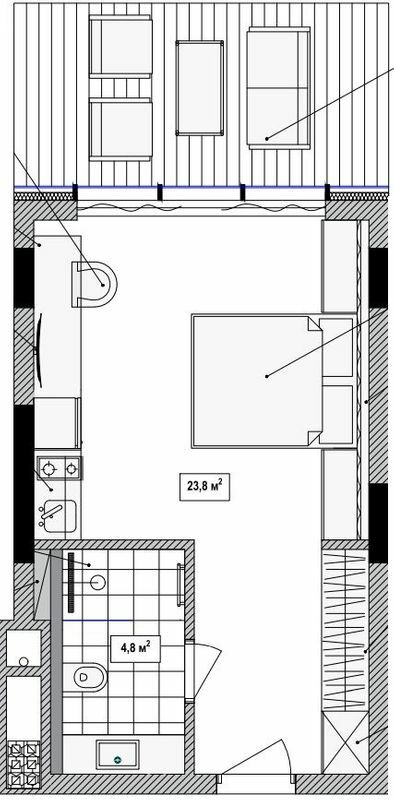 1-комнатная 29 м² в Апарт-комплекс Le Méandre от 56 050 грн/м², с. Поляница