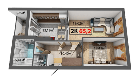 2-кімнатна 65.2 м² в ЖК Квартал Краківський від 13 300 грн/м², с. Вовчинець