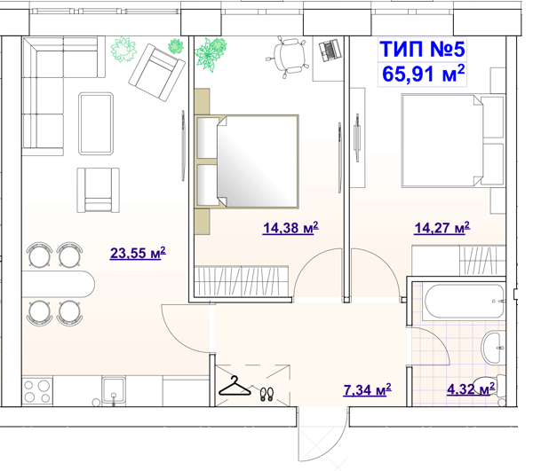 2-кімнатна 65.91 м² в ЖК BARVY від 21 750 грн/м², Дніпро