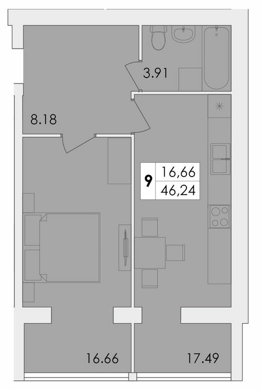1-кімнатна 46.24 м² в ЖК GREEN VILLAGE від 12 200 грн/м², Житомир