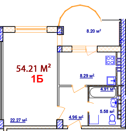 1-кімнатна 54.21 м² в ЖК Комфорт від 14 000 грн/м², Вінниця