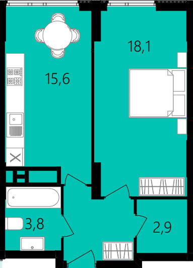 1-кімнатна 44.9 м² в ЖК Лісопарковий від 24 000 грн/м², Вінниця