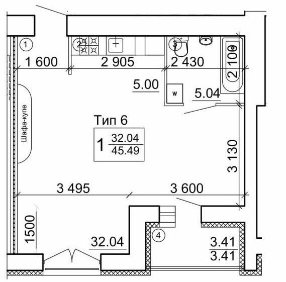 1-комнатная 45.49 м² в Мкрн Академический от 16 450 грн/м², Винница