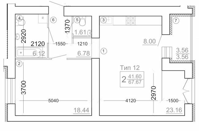 2-кімнатна 67.67 м² в Мкрн Академічний від 18 500 грн/м², Вінниця