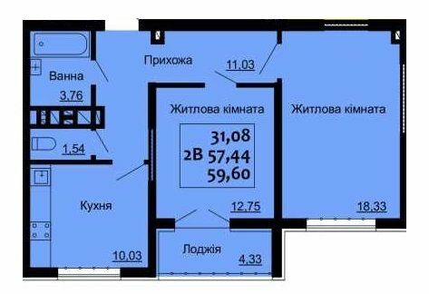 2-комнатная 59.6 м² в ЖК Варшавський от 14 100 грн/м², г. Ковель