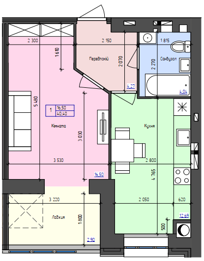 1-комнатная 40.4 м² в ЖК Атлант от 15 800 грн/м², Луцк