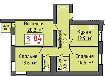 3-кімнатна 84 м² в ЖК Тріумф від 17 500 грн/м², Луцьк