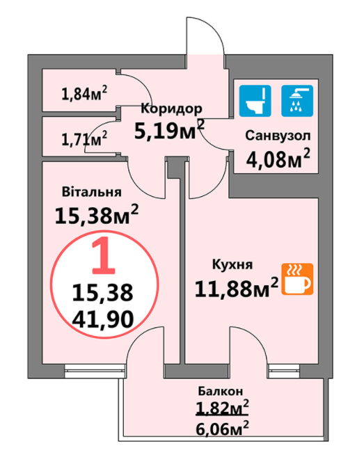 1-комнатная 41.9 м² в ЖК Эко-дом на Тракте 4 от 16 300 грн/м², с. Лисиничи
