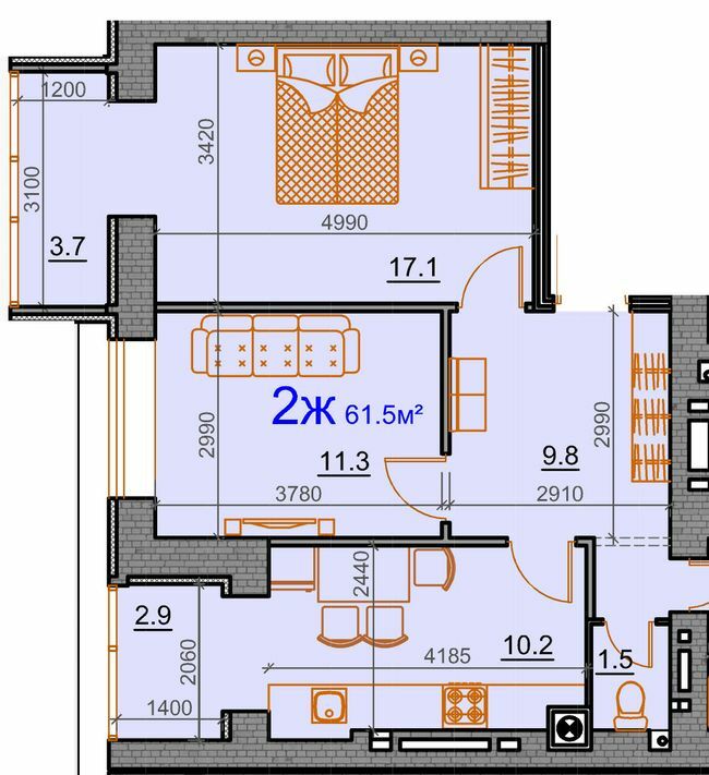 2-кімнатна 61.5 м² в ЖК Курортний від 25 870 грн/м², Миколаїв