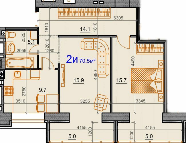 2-комнатная 70.5 м² в ЖК Курортный от 25 870 грн/м², Николаев