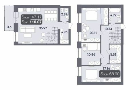 Дворівнева 116.07 м² в ЖК Стандарт від 19 500 грн/м², Полтава