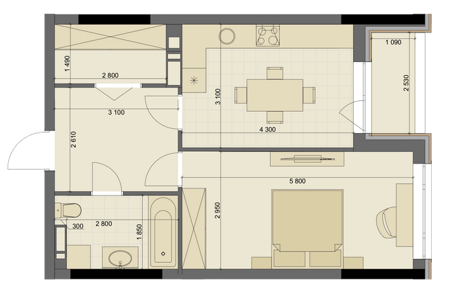 1-кімнатна 49.58 м² в ЖК High Hills від 44 600 грн/м², Харків