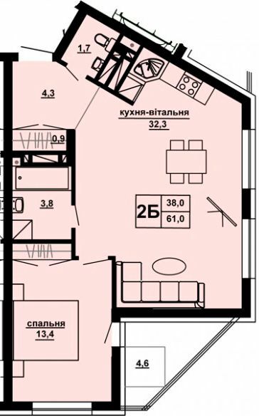 2-комнатная 61 м² в ЖК Варшавський мікрорайон от 16 100 грн/м², Тернополь