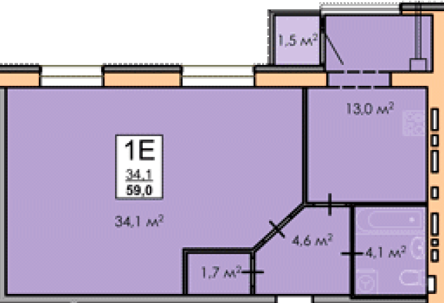 1-кімнатна 59 м² в ЖК Andorra від 16 000 грн/м², Черкаси