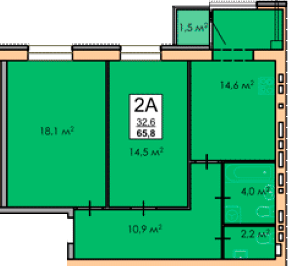 2-комнатная 65.8 м² в ЖК Andorra от 17 000 грн/м², Черкассы