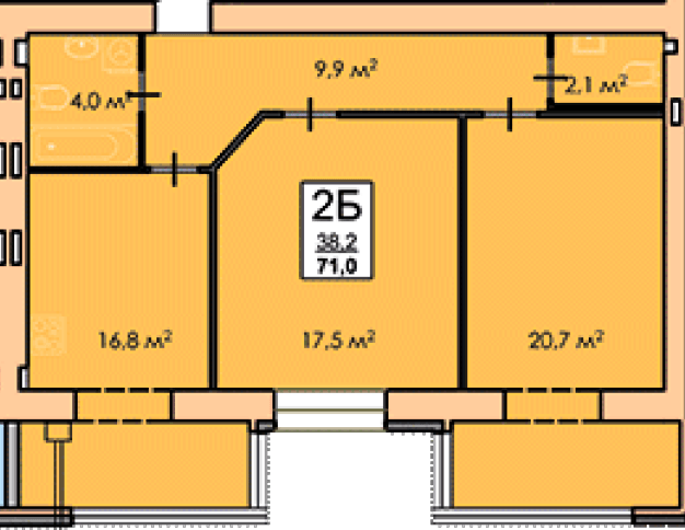 2-комнатная 71 м² в ЖК Andorra от 15 500 грн/м², Черкассы