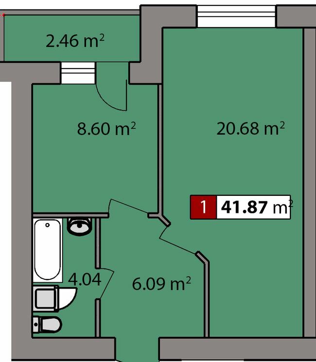 1-комнатная 41.87 м² в ЖК Парковый квартал от 16 650 грн/м², Черкассы