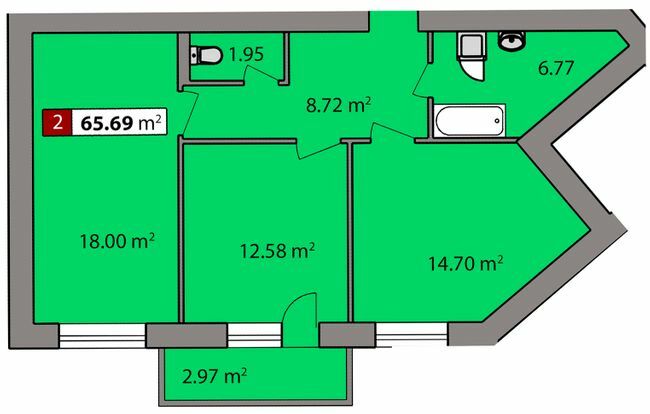 2-кімнатна 65.69 м² в ЖК Парковий квартал від 16 450 грн/м², Черкаси