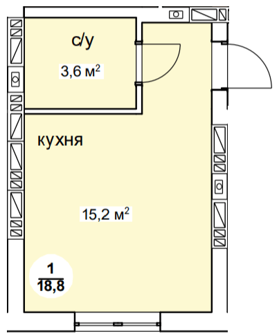 1-кімнатна 18.8 м² в ЖК Нова Данія від 20 600 грн/м², с. Софіївська Борщагівка