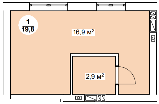 1-кімнатна 19.8 м² в ЖК Нова Данія від 20 600 грн/м², с. Софіївська Борщагівка