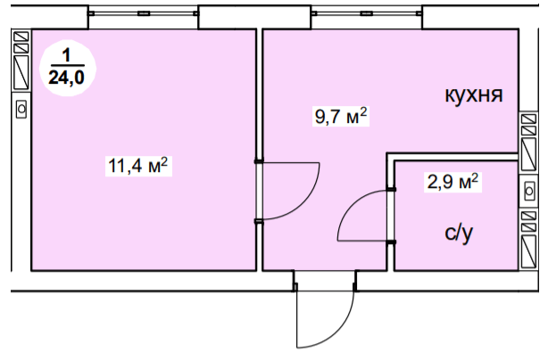 1-комнатная 24 м² в ЖК Новая Дания от 20 600 грн/м², с. Софиевская Борщаговка