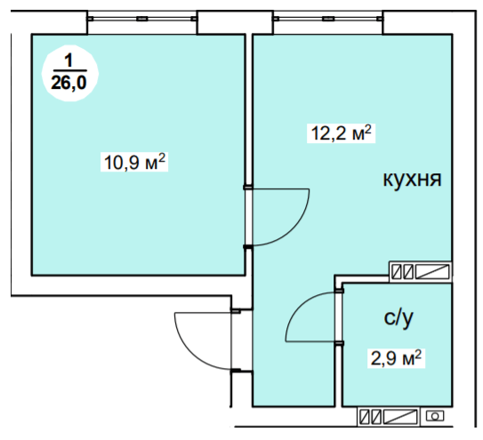 1-комнатная 26 м² в ЖК Новая Дания от 22 500 грн/м², с. Софиевская Борщаговка