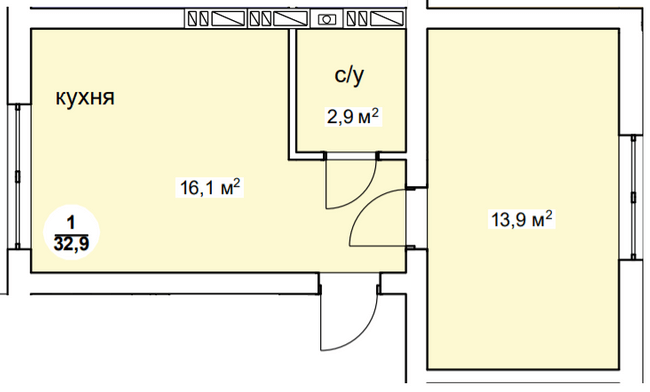 1-комнатная 32.9 м² в ЖК Новая Дания от 20 600 грн/м², с. Софиевская Борщаговка