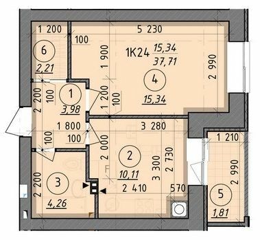 1-кімнатна 37.71 м² в ЖК Французький бульвар від 18 650 грн/м², м. Вишгород