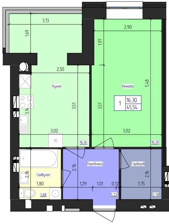 1-кімнатна 45.45 м² в ЖК Олімпійський від 16 000 грн/м², Харків
