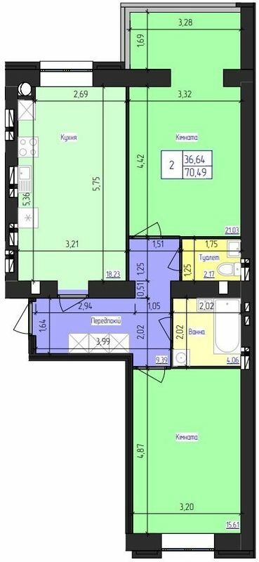 2-комнатная 70.49 м² в ЖК Олимпийский от 16 500 грн/м², Харьков