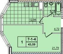 1-кімнатна 43.59 м² в ЖК 52 Перлина (Pechersk Plaza) від 67 600 грн/м², Київ