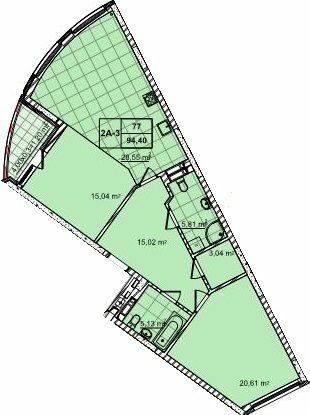 2-комнатная 94.4 м² в ЖК 52 Жемчужина (Pechersk Plaza) от 74 400 грн/м², Киев