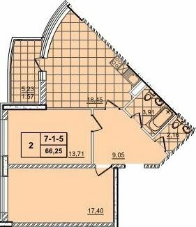2-комнатная 66.25 м² в ЖК 52 Жемчужина (Pechersk Plaza) от 74 400 грн/м², Киев