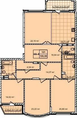 4-кімнатна 155.59 м² в ЖК 52 Перлина (Pechersk Plaza) від 76 450 грн/м², Київ