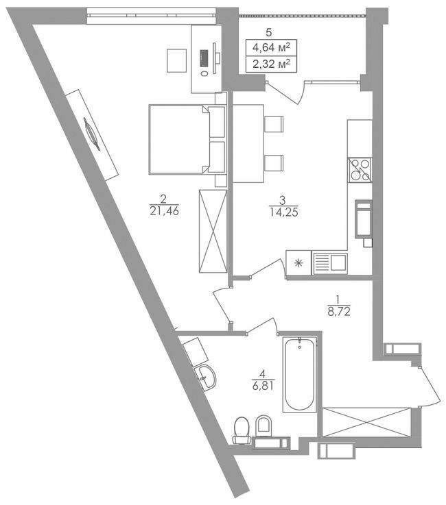 1-комнатная 53.56 м² в ЖК Greenville на Печерске от 55 500 грн/м², Киев