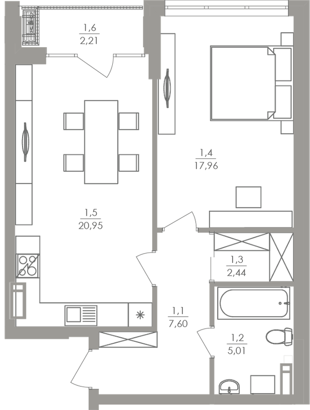 1-комнатная 56.17 м² в ЖК Greenville на Печерске от 70 100 грн/м², Киев