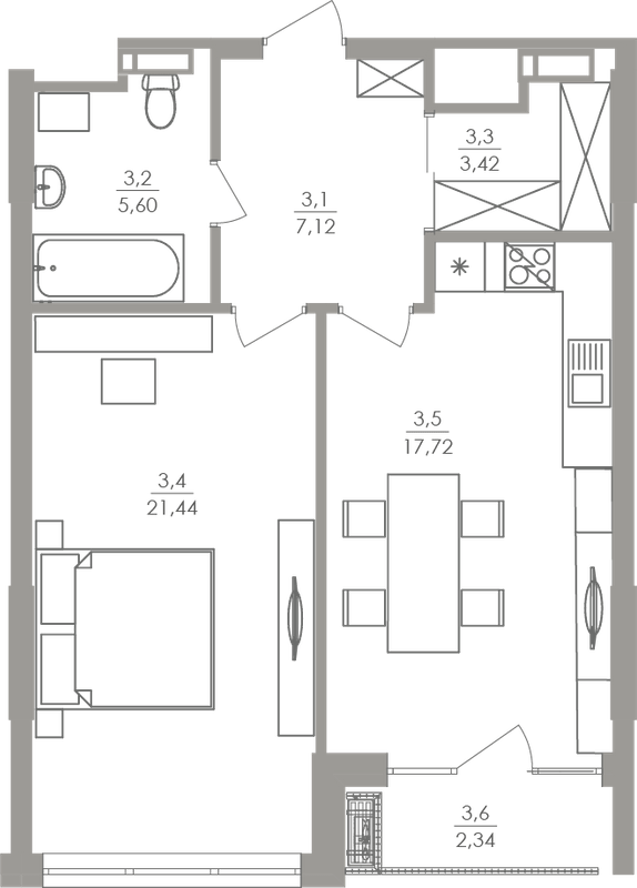 1-кімнатна 57.64 м² в ЖК Greenville на Печерську від 70 100 грн/м², Київ