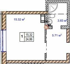 1-комнатная 24.86 м² в ЖК MANCHESTER PARK от 22 700 грн/м², Киев