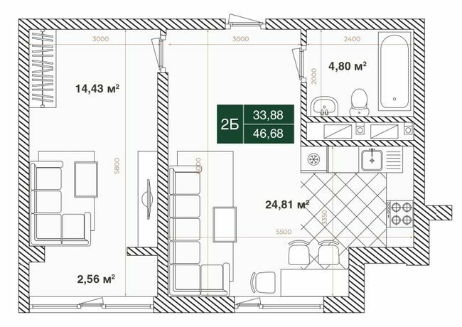 1-кімнатна 46.68 м² в ЖК ParkLand від забудовника, Київ