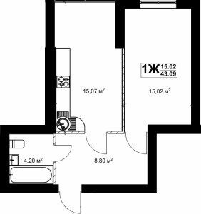 1-комнатная 43.09 м² в ЖК Павленко Холл от 25 000 грн/м², Киев