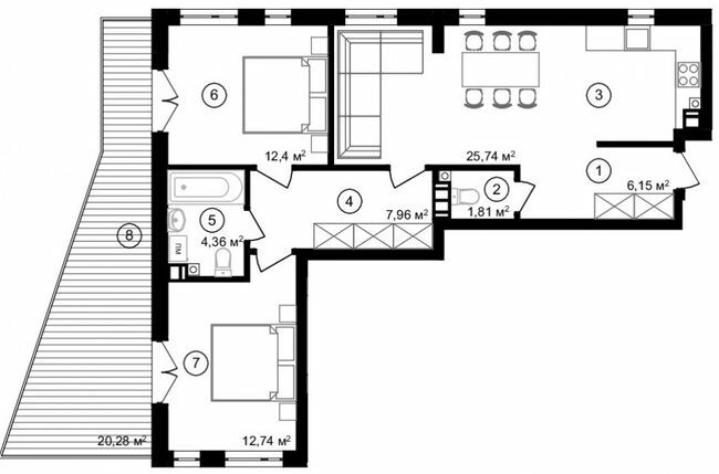 2-комнатная 77.31 м² в ЖК Struetinsky Residence от 84 250 грн/м², Киев