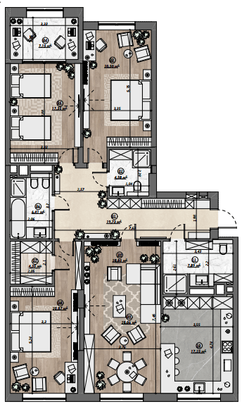 4-комнатная 154.85 м² в ЖК Dynastia BC от 35 150 грн/м², г. Белая Церковь