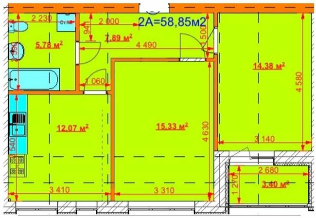 2-комнатная 58.85 м² в ЖК Grand Comfort от 15 000 грн/м², с. Михайловка-Рубежовка