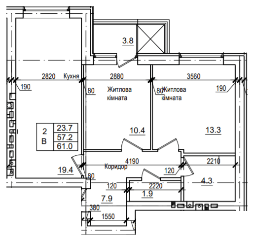 2-кімнатна 61 м² в ЖК Петрівське містечко від 14 850 грн/м², с. Святопетрівське